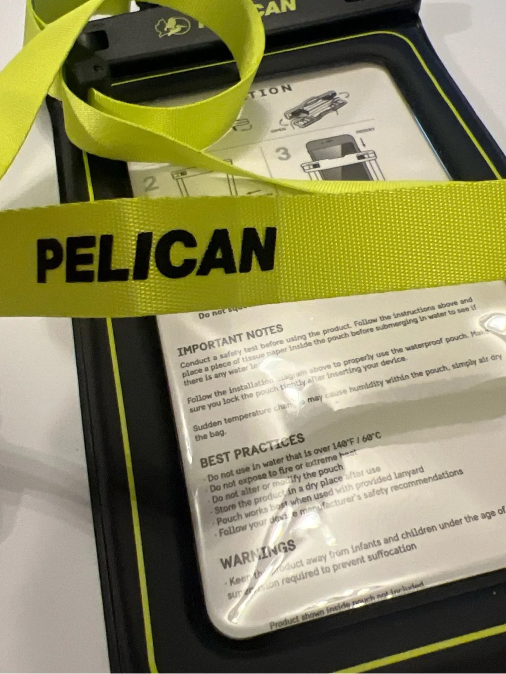 Pelican Waterproof Phone Pouch Case - Clear with Lime Trim